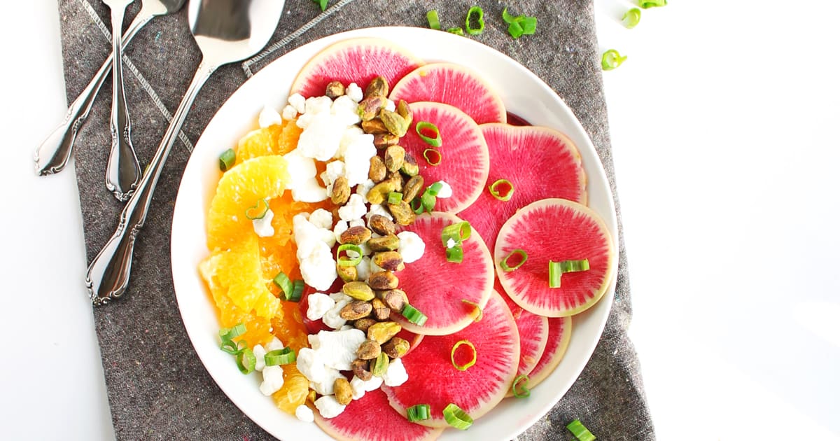 watermelon radish orange goat cheese salad - Article 1